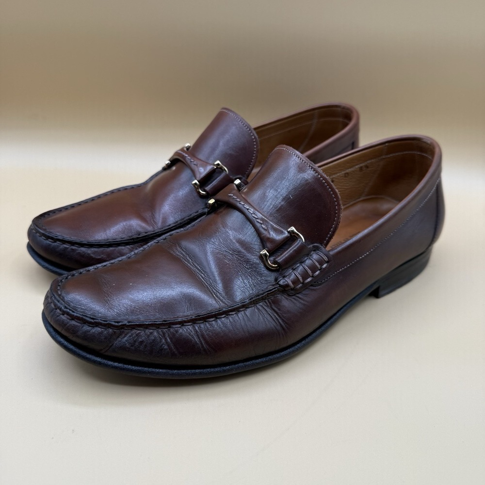 Santoni Men's Brown Leather Bit Loafers